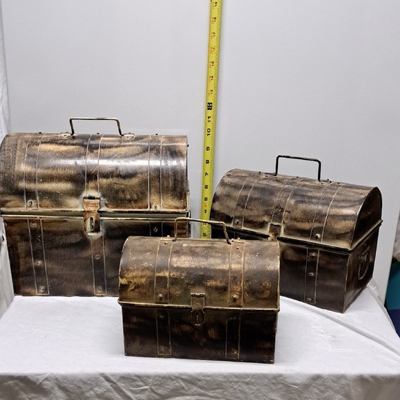 Other - Set of Three Rustic Metal Chests